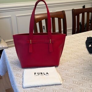 Furla Cherry Red Leather Handbag